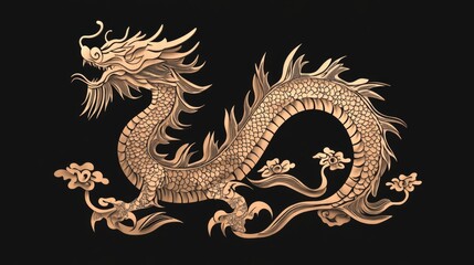 Elegant Fantasy Chinese Dragon SVG File for Laser Cutting