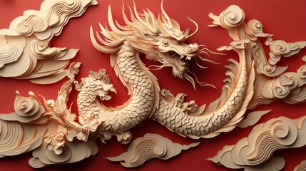 Obraz premium Elegant Fantasy Chinese Dragon SVG File for Laser Cut