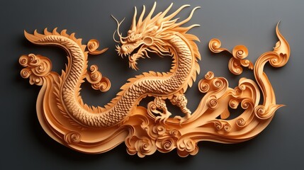 Fototapeta premium Elegant Fantasy Chinese Dragon SVG File for Laser Cutting Digital