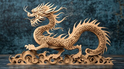 Fototapeta premium Elegant Fantasy Chinese Dragon SVG File for Laser Cut Design and Decor