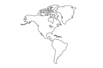 USA, Canada, Mexico border map. North America countries vector map.line art vector illustration, line drawing map.