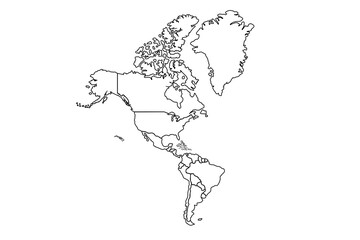 Outline Sketch Map of North America With Countries, can be used for business designs, presentation designs or any suitable designs.line art vector illustration, line drawing map.