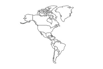 North america outline map in graphic design.line art vector illustration, line drawing map.