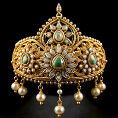 golden antique based necklace tikka pair of