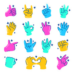 Doodle set hand sign collection vector illustration