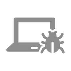 Computer bug infected vector icon. Malicious virus attack, bugged date symbol. 