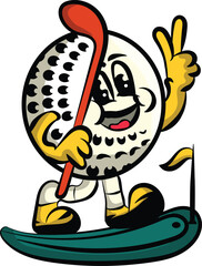 happy golf playing with golf ball 