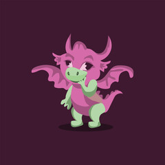 cute baby dragon vector illustration 