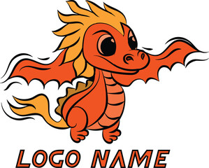 fire dragon vector logo design 