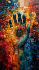 Abstract Hand with Eye - Surreal and Psychedelic Painting