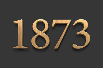 3D wooden logo of number 1873 on dark grey background.