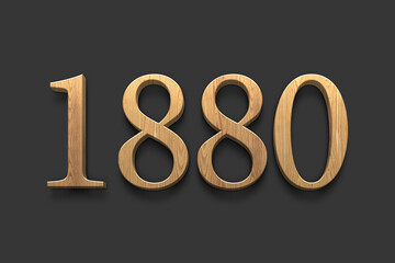 3D wooden logo of number 1880 on dark grey background.