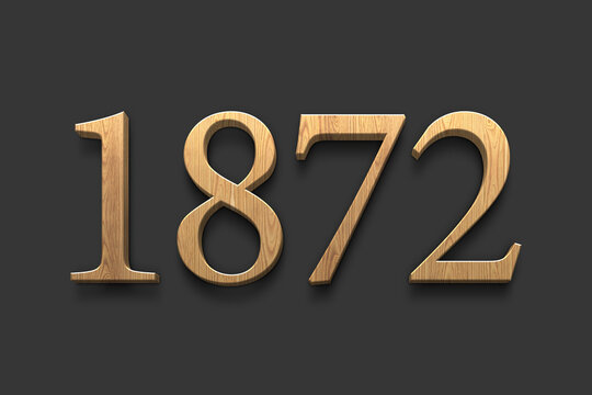 3D wooden logo of number 1872 on dark grey background.