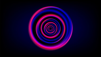 abstract digital art piece featuring concentric circles in vibrant hues of pink and blue. The circles create a sense of depth and dimension, as they seem to recede into infinity