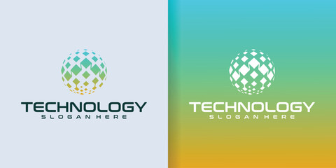 Geometric abstract circle technology logo. Internet logo inspiration