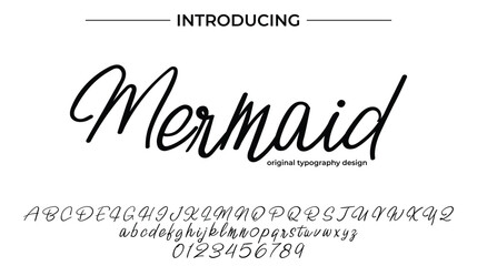 Mermaid Font Stylish brush painted an uppercase vector letters, alphabet, typeface