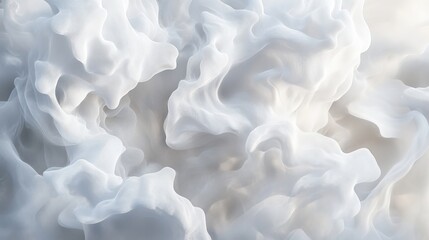 A soft, cloud-like pattern with billowing, organic shapes in various shades of white and grey. The fluffy forms blend together seamlessly, creating a calming, ethereal effect