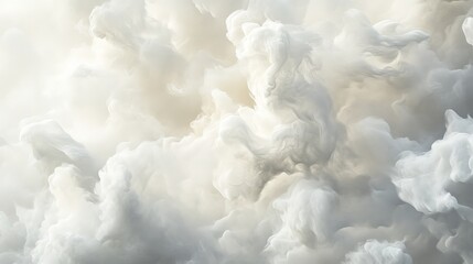 A soft, cloud-like pattern with billowing, organic shapes in various shades of white and grey. The fluffy forms blend together seamlessly, creating a calming, ethereal effect