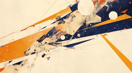 Abstract Geometric Composition in Orange, Blue, and White