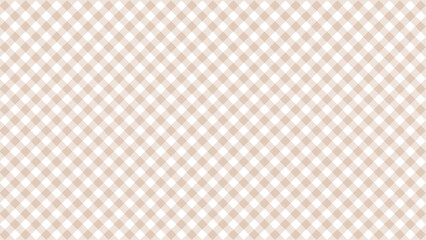 手書きの斜めギンガムチェック柄のパターン - シンプルでかわいい薄いブラウンの背景素材 - 16:9
