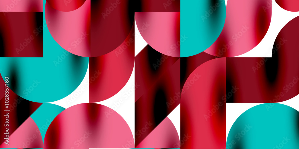 Poster tech minimal circular shapes geometric art. vector modern circles