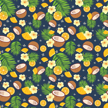 seamless pattern with coconuts
