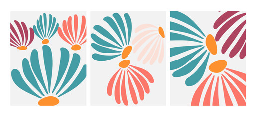 contemporary  groovy  botanical flower vector wall art printing design illustration template