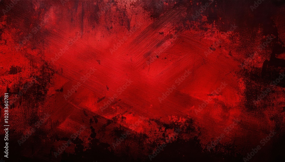 Poster deep crimson grunge texture with distressed brush strokes, dark scratches, and rugged patterns for i