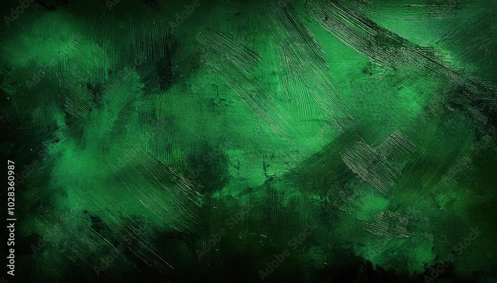 Poster Emerald Shadows. Grunge Textured Abstract with Dark Brush Strokes and Deep Green Layers for Urban Inspired Graphic Design and Artistic Backgrounds in High Contrast Visual Projects