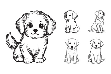 Artful representation of a sitting dog captured in line design