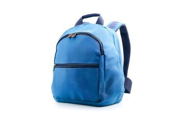 School backpack blue color. Isolated on white background.