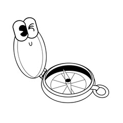 Doodle cute character illustration compass sticker outline