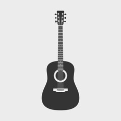 Fototapeta premium Classical acoustic guitar. Monochrome vector image