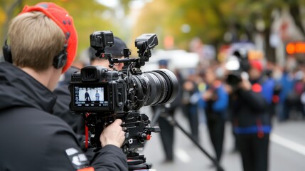 Film Crew Captures Action at Outdoor Event