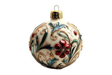Elegant decorative Christmas ornament with floral design, beautifully crafted for holiday celebrations.