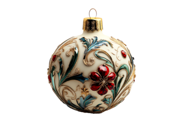 Elegant decorative Christmas ornament with floral design, beautifully crafted for holiday celebrations.