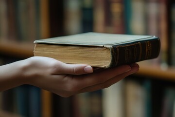 Sharing Books. Hand Closeup Giving Book, Generative AI