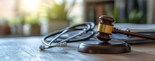 Close-up Of Stethoscope And Gavel, Generative AI