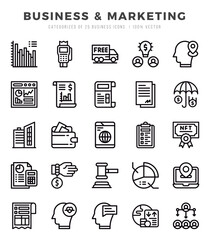 Business & Marketing Icon Pack 25 Vector Symbols for Web Design.