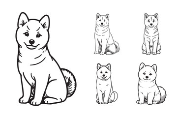 Illustration featuring a cute Japanese Shiba dog in a pose