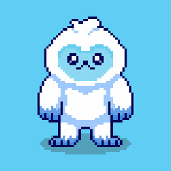 Pixel art Cute Yeti game asset design