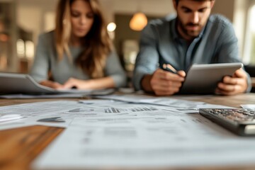 Couple Doing Taxes And Family Budget, Generative AI