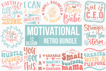 Motivational Bundle svg retro t shirt design