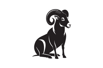 Mountain Bighorn Sheep Silhouette Vector