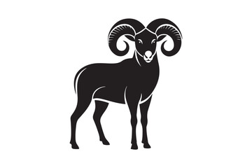 Mountain Bighorn Sheep Silhouette Vector