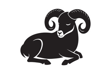 Mountain Bighorn Sheep Silhouette Vector