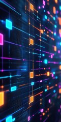 Obraz premium Abstract representation of digital data flow in vibrant colors.