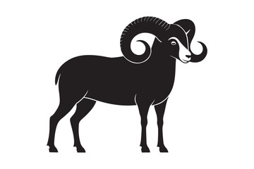 Mountain Bighorn Sheep Silhouette Vector