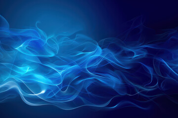 Obraz premium close up horizontal abstract illustration of a blue glowing smoke stream flowing over a dark background