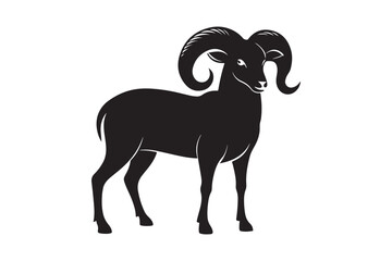 Mountain Bighorn Sheep Silhouette Vector
